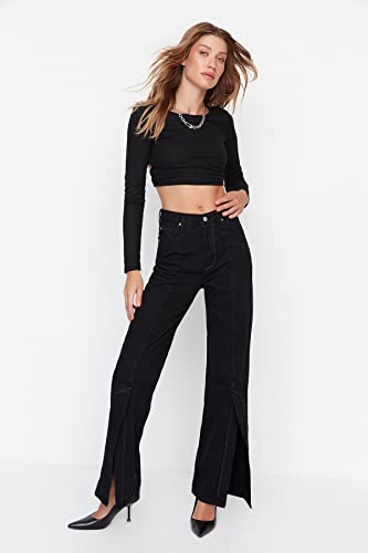 Trendyol Jeans de Pierna Ancha de los años 90, Negro, 38 para Mujer