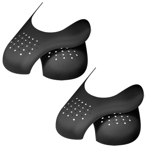 2 Pares Escudo de Zapatos, Protectores para Zapatillas de Deporte, Arrugas de Zapatos Antiarrugas, Prevenga Hendidura del Pliegue del Calzado Deportivo (hombre 41-47,Negro)