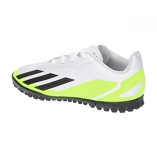 adidas X Crazyfast 4, Football Shoes (Turf), FTWR White/Core Black/Lucid Lemon, 35.5 EU