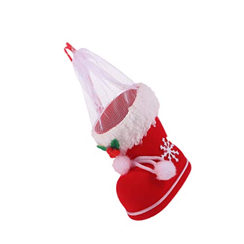 Tomaibaby 2 Unidades de Botas de Navidad Dulces Zapatos Rojos Santa Claus Regalo Media Pluma de Bocadillos Contenedor Bolsas Soporte de Vajilla Adornos de Árbol de Navidad Colgantes