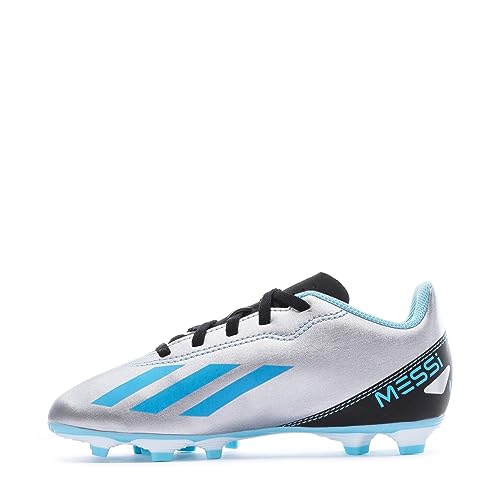 adidas X Crazyfast Messi.4 FxG J, Football Shoes (Firm Ground), Silver Met./Bliss Blue/Core Black, 34 EU