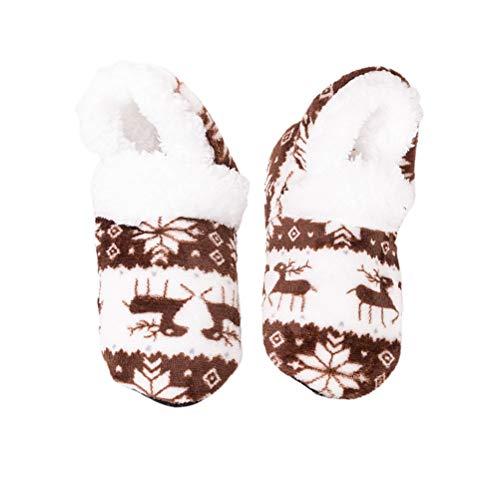 Abaodam 1 par de botas de patrón de ciervo de Navidad, elegantes zapatos de piso inferior, protección contra el frío, para adultos en el hogar (café) utilizados para celebrar la Navidad