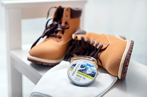 Mountval El Aceite de Visón, Aceite de Calidad para Zapatos, Nutre a Prueba de Agua y Protege los Zapatos para Exteriores Hechos de Cuero, 100 ml