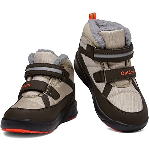 Botas de Nieve Unisex Niños Zapatos de Senderismo Forradas Cálidas Ligero al Aire Libre Nieve Botas de Invierno,Marrón,39