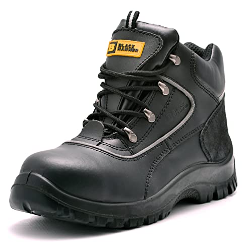 BLACK HAMMER Botas de Seguridad para Hombre Zapatos de seguridad Duraderos Cómodos y Robustos para Uso Comercial e Industrial Puntera de acero y entresuela de acero Cuero Liso S3 SRC 7752 (43 EU)