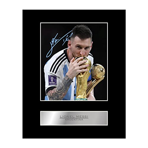 Foto firmada de la Copa del Mundo de Lionel Messi con autógrafo impreso #01, 25,4 x 20,3 cm