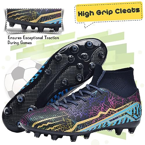 Unitysow Botas de Fútbol para Hombre Profesionales Zapatillas de Fútbol Spike Tacos Aire Libre Atletismo Entrenamiento Zapatos de Fútbol,Negro,Talla 45